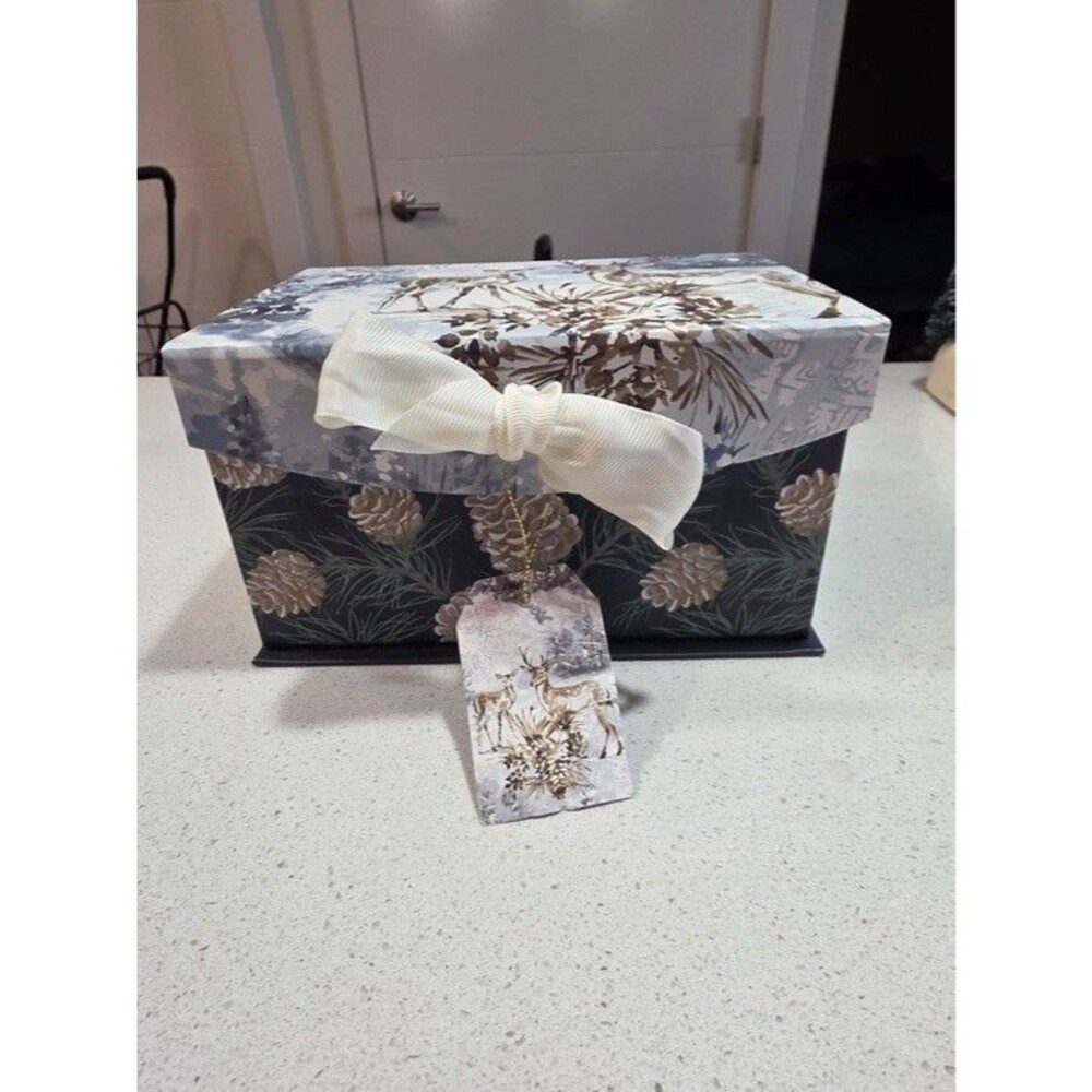 Deer Woodland Decorative Keepsake Box in Blue and Brown - Picture 2 of 7